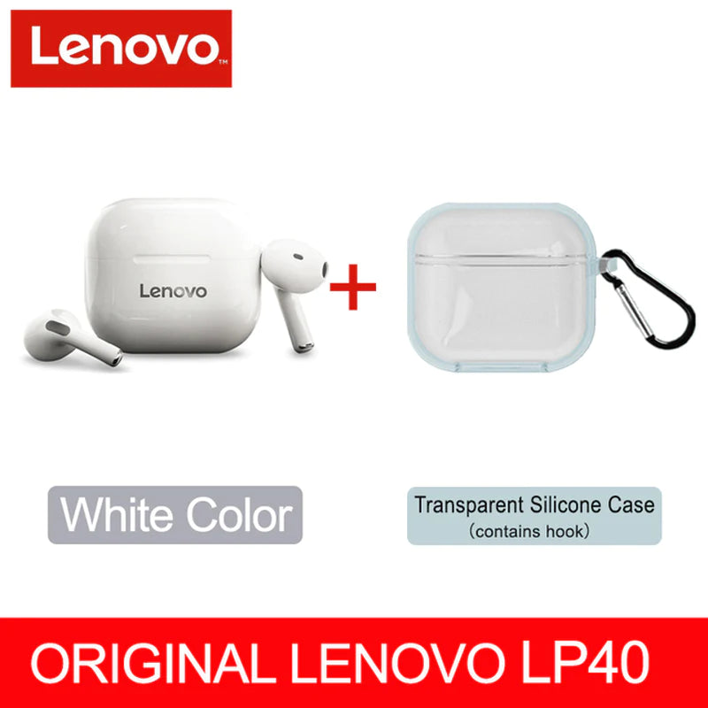 Lenovo LP40 TWS Wireless Earbuds with Bluetooth 5.0, Dual Stereo, Noise Reduction, Bass Enhancement, Touch Control, and 230mAh Long Standby Battery