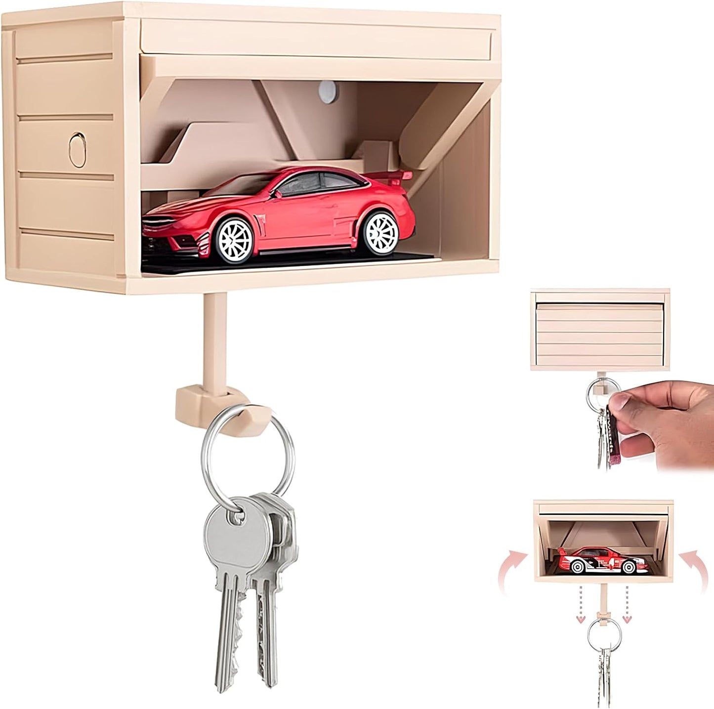 AutoNest Key Holder – Interactive Mini Garage Wall Hook with Opening Door