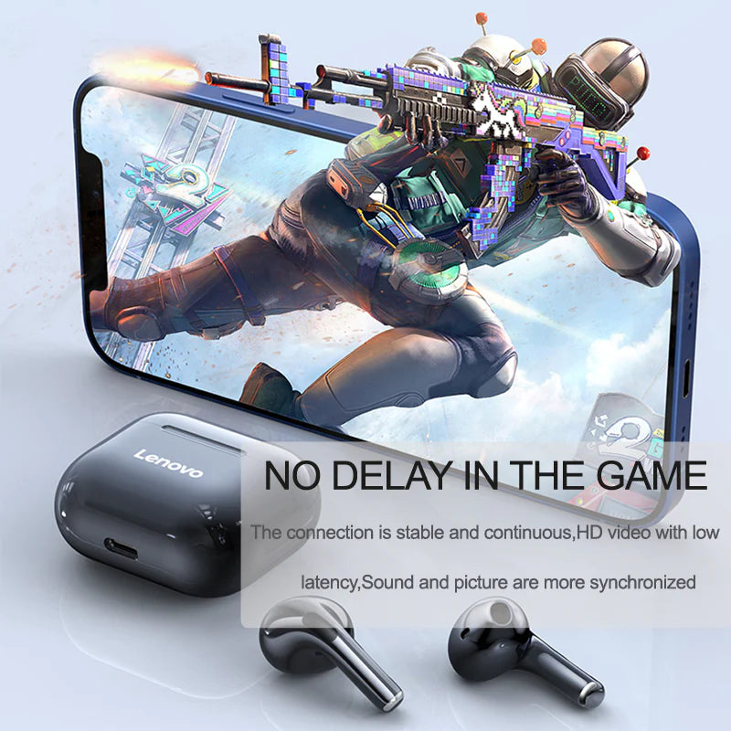 Lenovo LP40 TWS Wireless Earbuds with Bluetooth 5.0, Dual Stereo, Noise Reduction, Bass Enhancement, Touch Control, and 230mAh Long Standby Battery