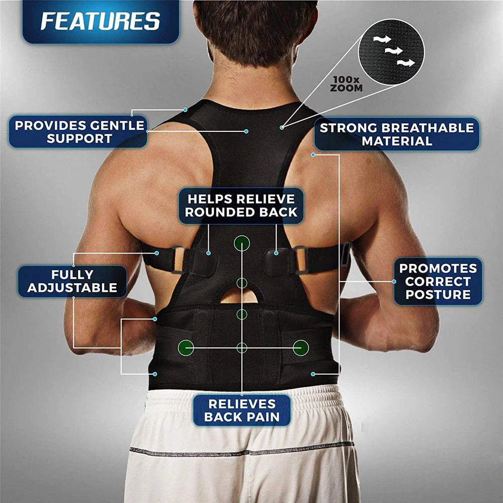 Magnetic Posture Corrector Back and Shoulder Support Brace for Men and Women