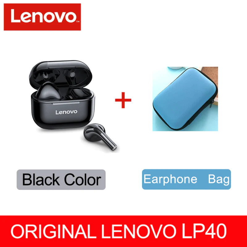 Lenovo LP40 TWS Wireless Earbuds with Bluetooth 5.0, Dual Stereo, Noise Reduction, Bass Enhancement, Touch Control, and 230mAh Long Standby Battery