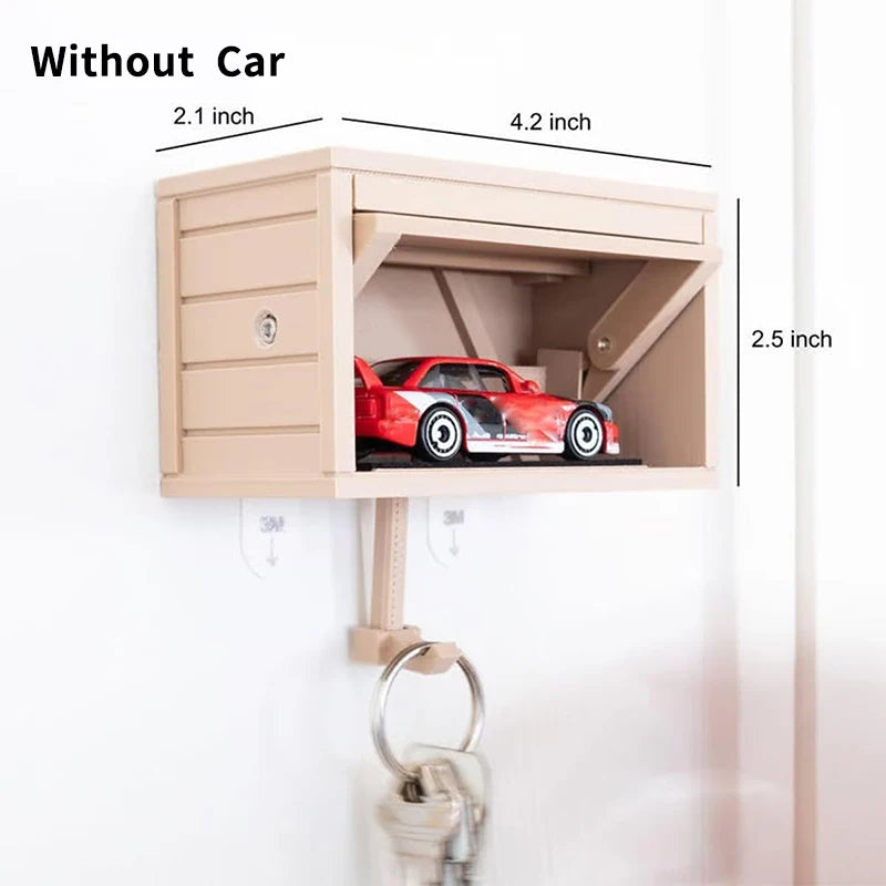 AutoNest Key Holder – Interactive Mini Garage Wall Hook with Opening Door Revealing Model Car