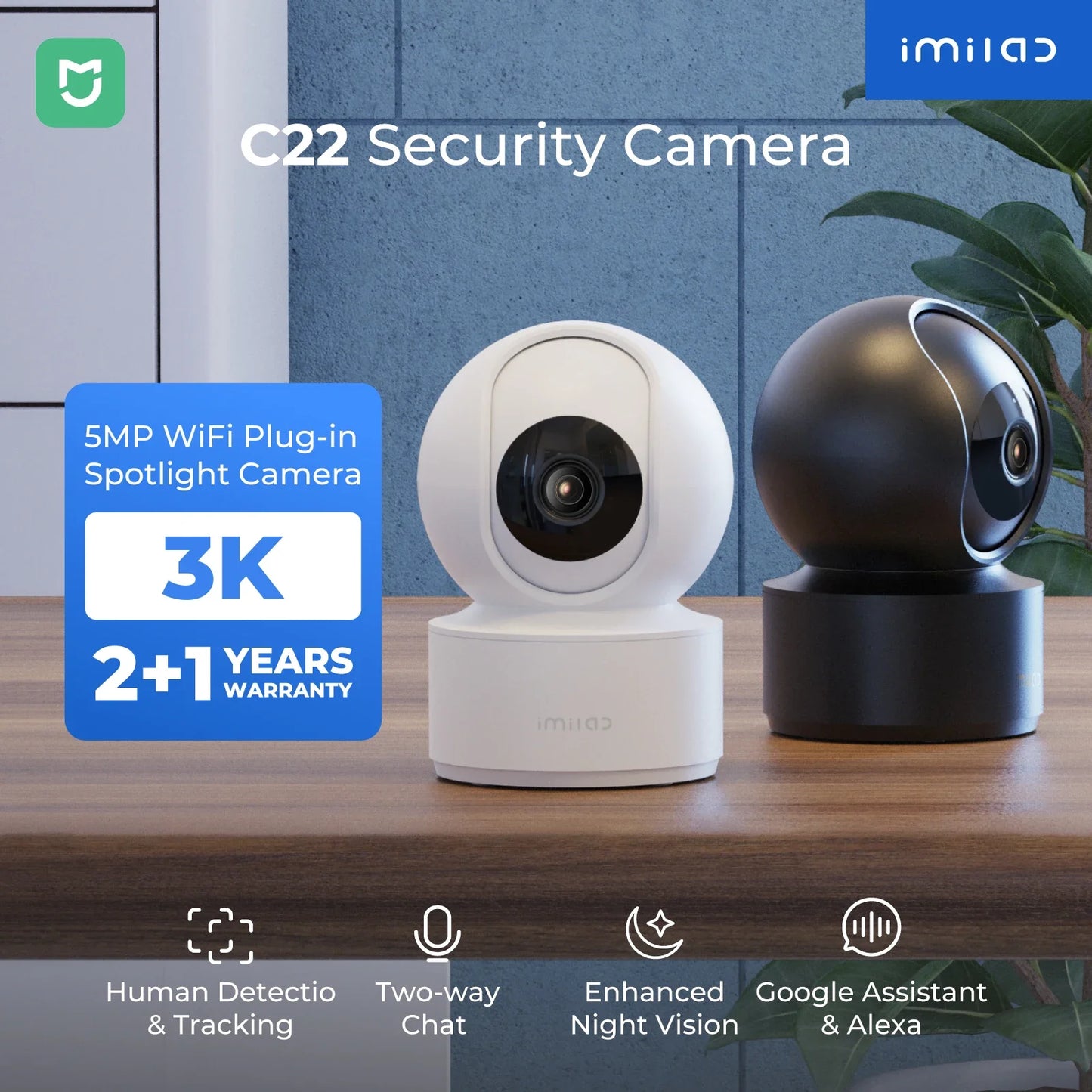 Peek-a-View - Smart 360° Indoor Security Camera – 3K Ultra HD | Color Night Vision | Baby & Pet Monitoring | Wi-Fi 6 | AI Motion Detection