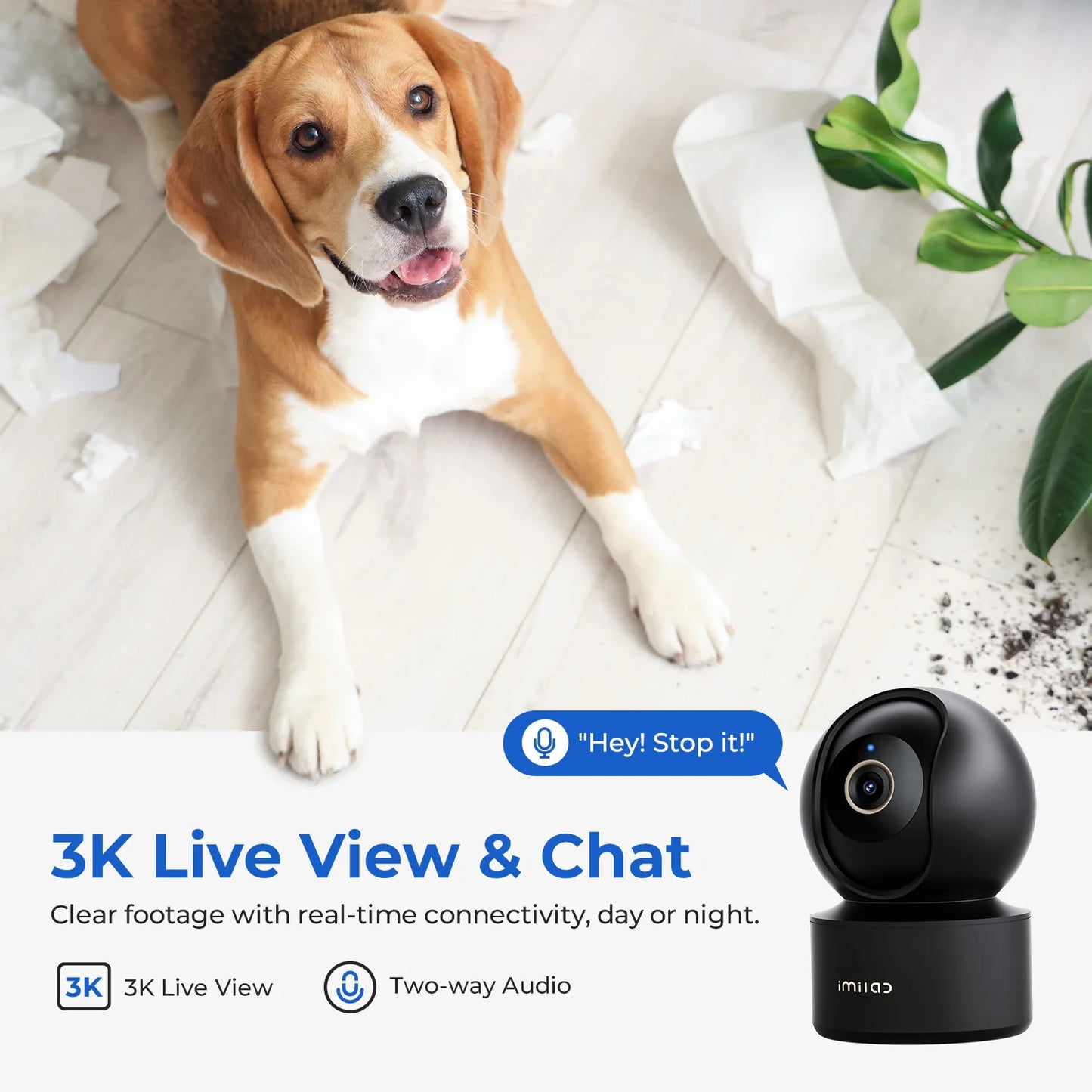 Peek-a-View - Smart 360° Indoor Security Camera – 3K Ultra HD | Color Night Vision | Baby & Pet Monitoring | Wi-Fi 6 | AI Motion Detection