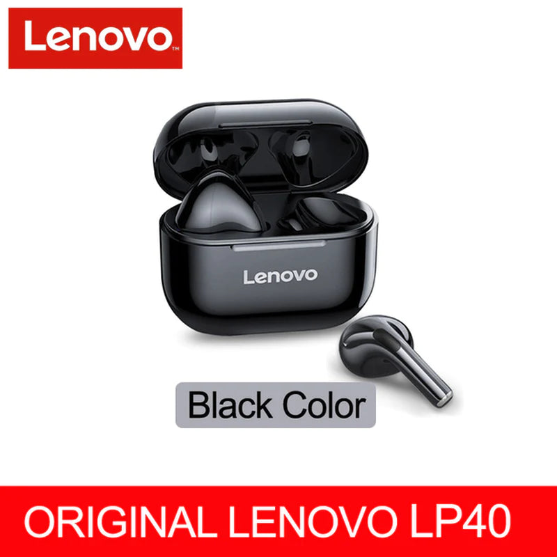 Lenovo LP40 TWS Wireless Earbuds with Bluetooth 5.0, Dual Stereo, Noise Reduction, Bass Enhancement, Touch Control, and 230mAh Long Standby Battery