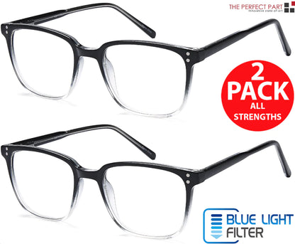 Unisex Blue Light Blocking Reading Glasses - 2 Pack for Men and Women