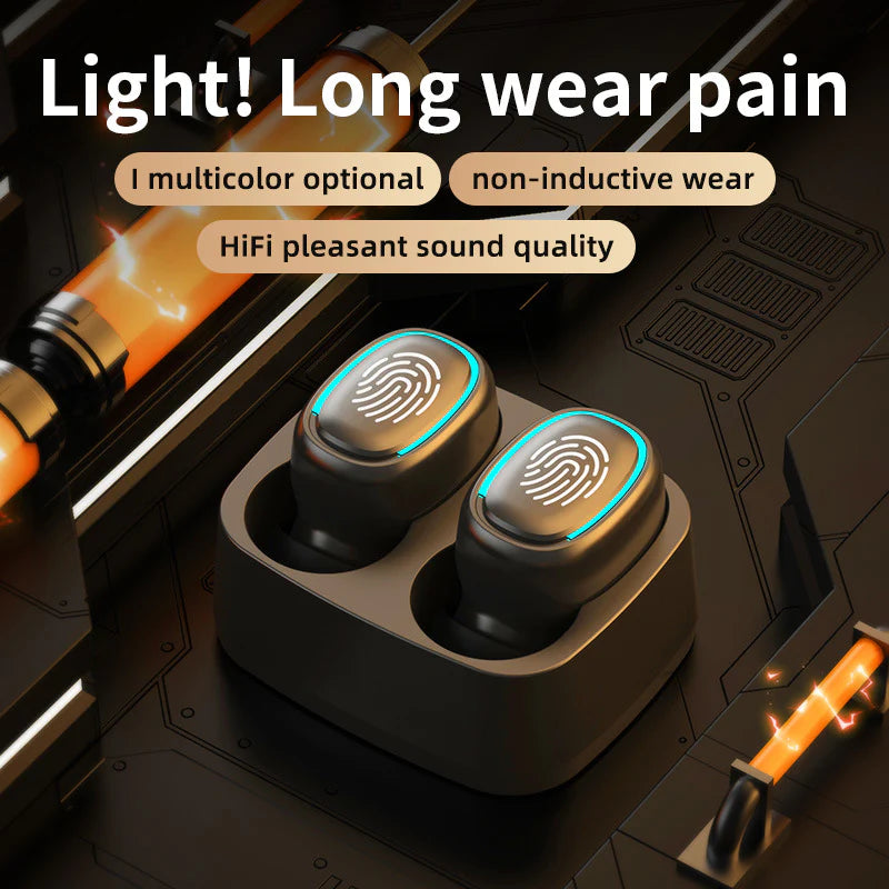 Wireless Bluetooth Headset with Touch Control - High-Quality Mini Earplugs, Sweat-Resistant, HD Sound Quality, Universal Compatibility