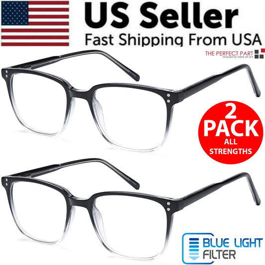 Unisex Blue Light Blocking Reading Glasses - 2 Pack for Men and Women