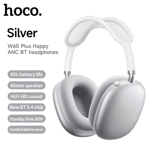 W65 plus ANC Noise Reduction Bluetooth Headphones over the Ear Wireless Big Earphone Hifi Sounds Sport Headsets with Button