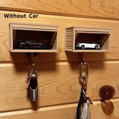 AutoNest Key Holder – Interactive Mini Garage Wall Hook with Opening Door Revealing Model Car