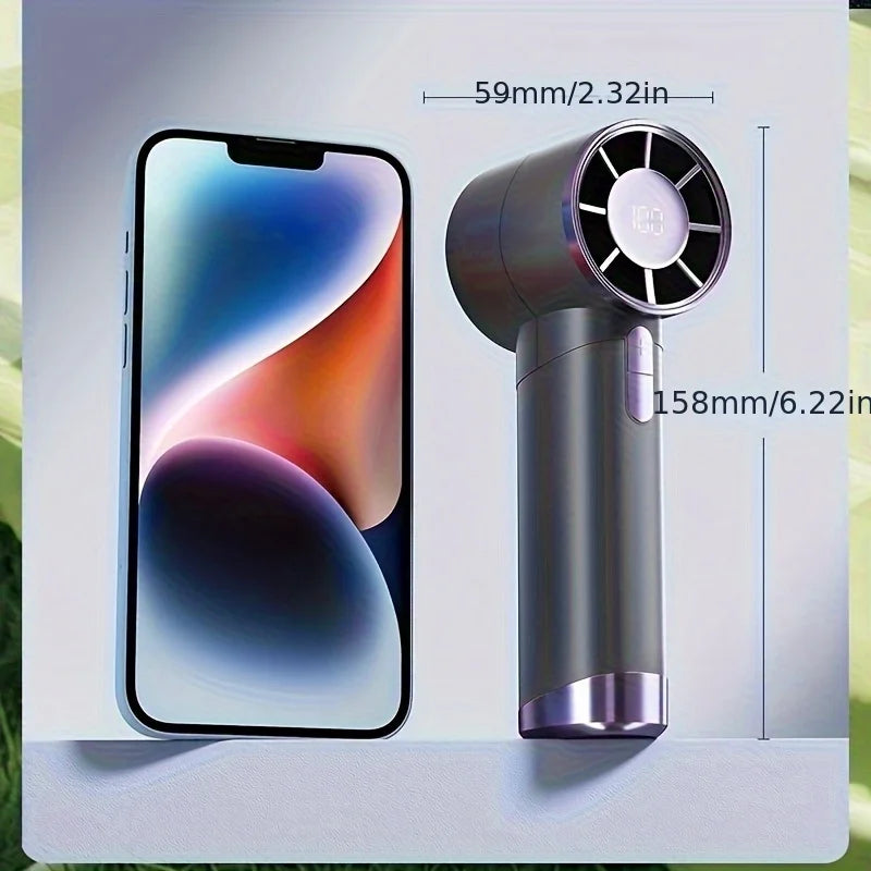 100 Gear Compact 100 Speed USB Charging Handheld Fan with Digital Display, Quiet and Powerful Mini Fan, Portable Fan