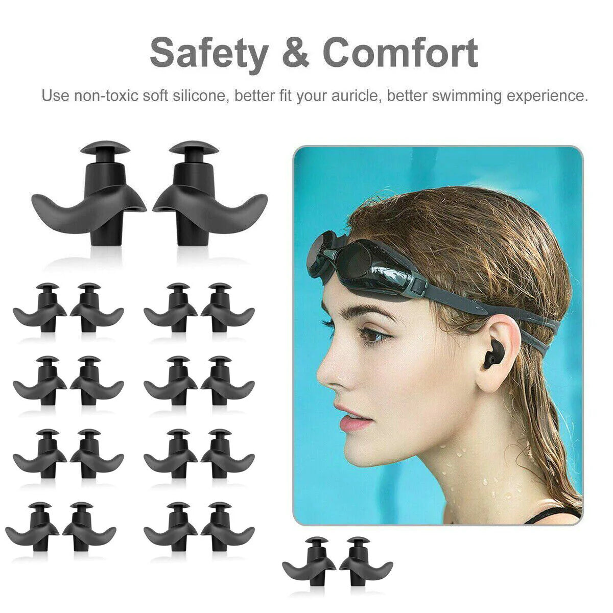 Soft Silicone Ear Plugs for Swimming Sleeping anti Snore Reusable