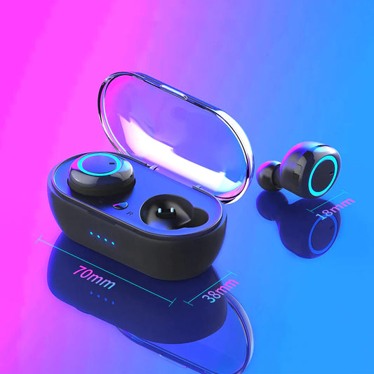 Y50 Bluetooth 5.0 TWS Wireless Earbuds with Charging Case - Stereo Gaming Headset for Mobile Devices